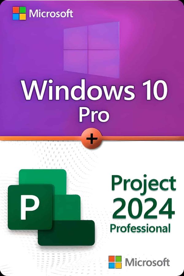 Microsoft Windows 10 Professional + Microsoft Project 2024 Professional license for 3 devices