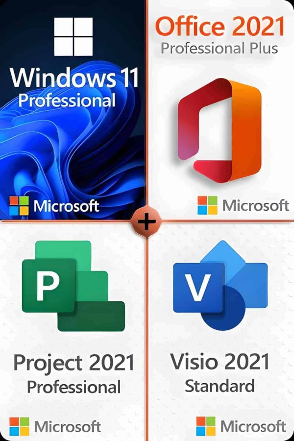 Windows 11 Professional + Project 2021 Professional + Office 2021 Professional + Visio 2021 Standard LICENSE FOR 3 DEVICES