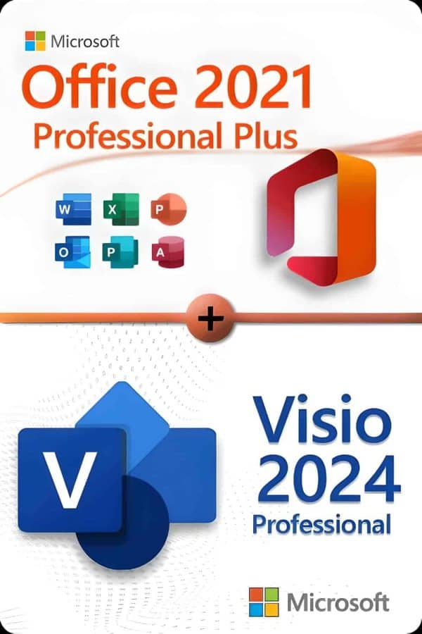 Microsoft Office 2021 Professional Plus + Microsoft Visio 2024 Professional License for 3 devices