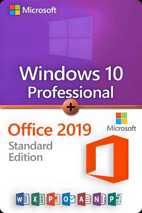 Microsoft Windows 10 Professional + Microsoft Office 2019 Standard License for 3 devices