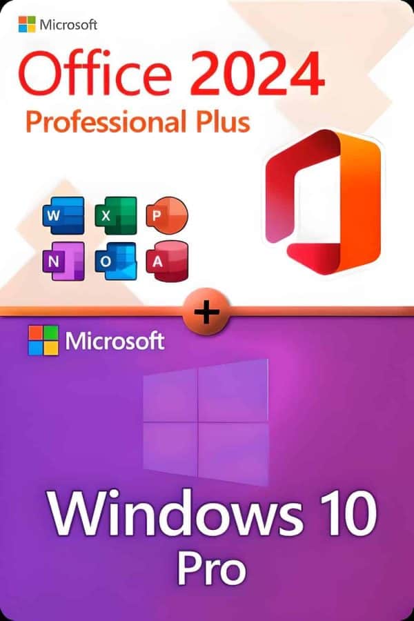 Microsoft Office 2024 Professional Plus + Microsoft Windows 10 Professional License for 3 devices
