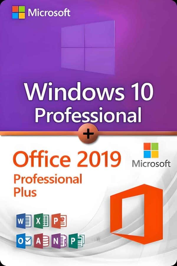 Microsoft Windows 10 Professional + Microsoft Office 2019 Professional Plus License for 3 devices