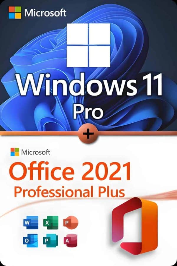 Microsoft Windows 11 Professional + Microsoft Office 2021 Professional Plus License for 3 devices